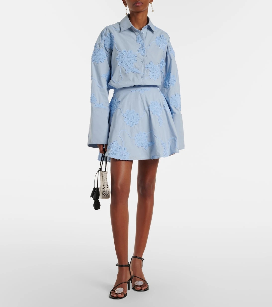 Rotate - Embroidered cotton miniskirt
