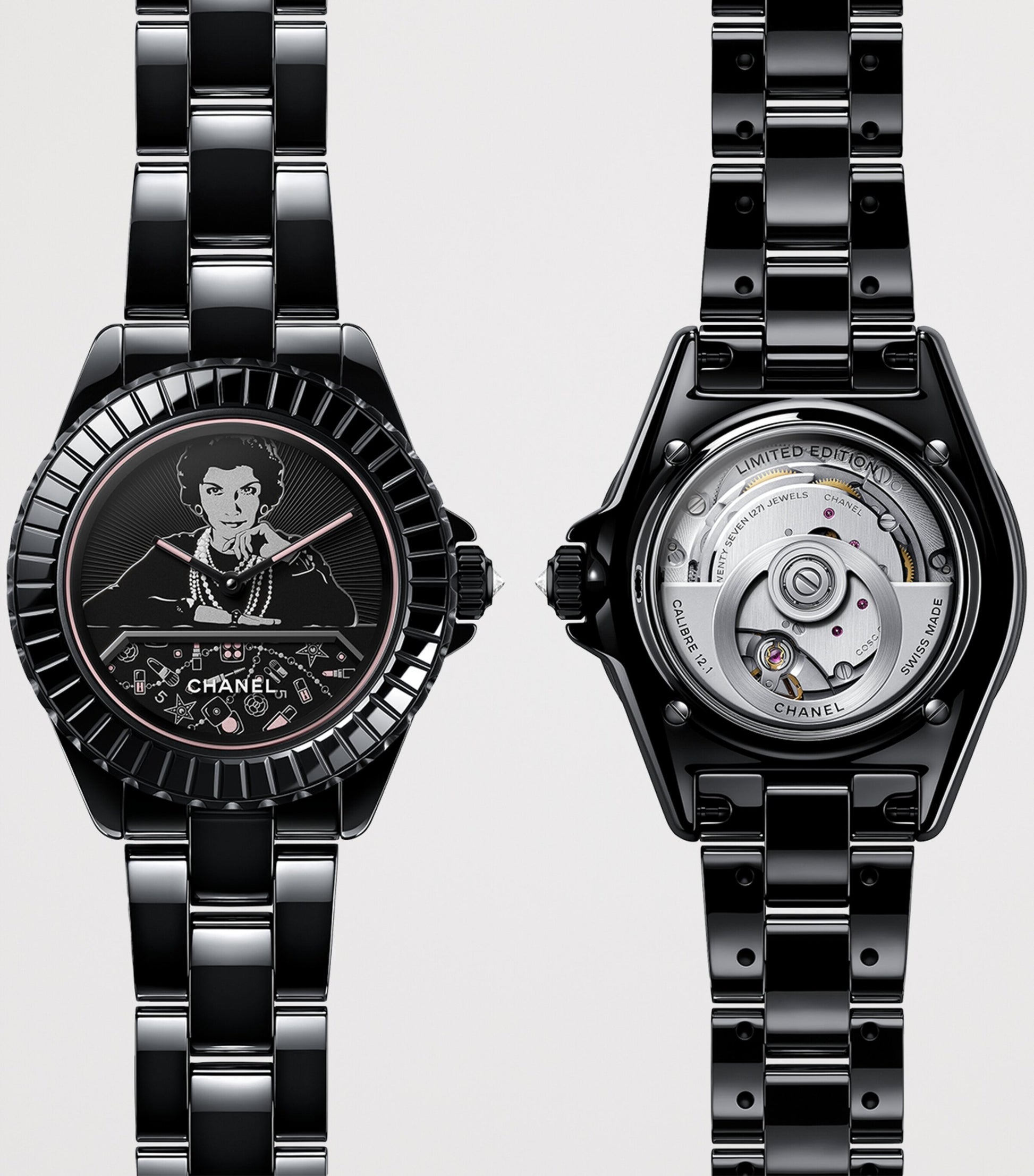 CHANEL Ceramic, Steel and Diamond Mademoiselle J12 Blush Calibre 12.1 Watch 38mm