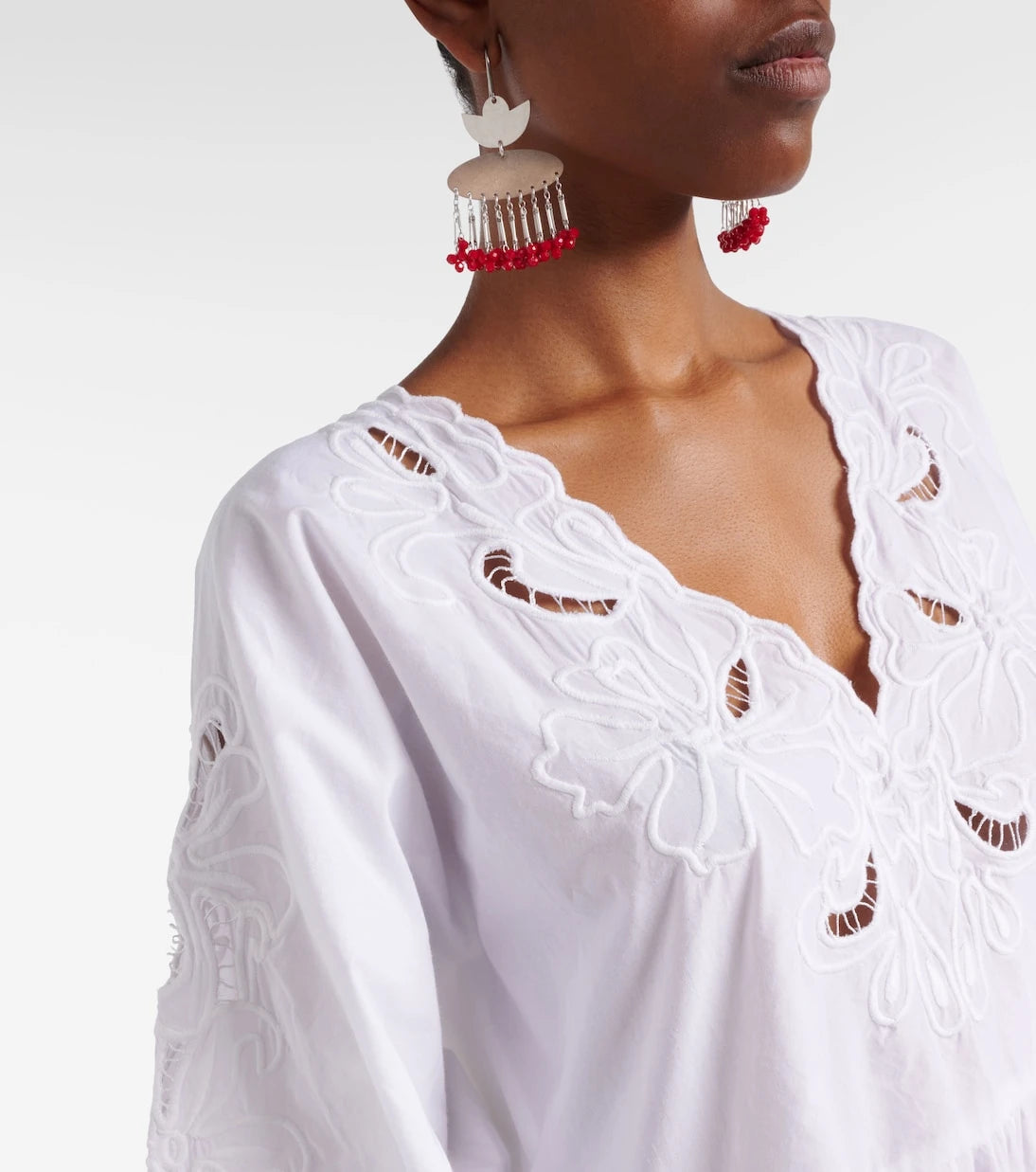 Juliet Dunn - Embroidered cotton poplin minidress