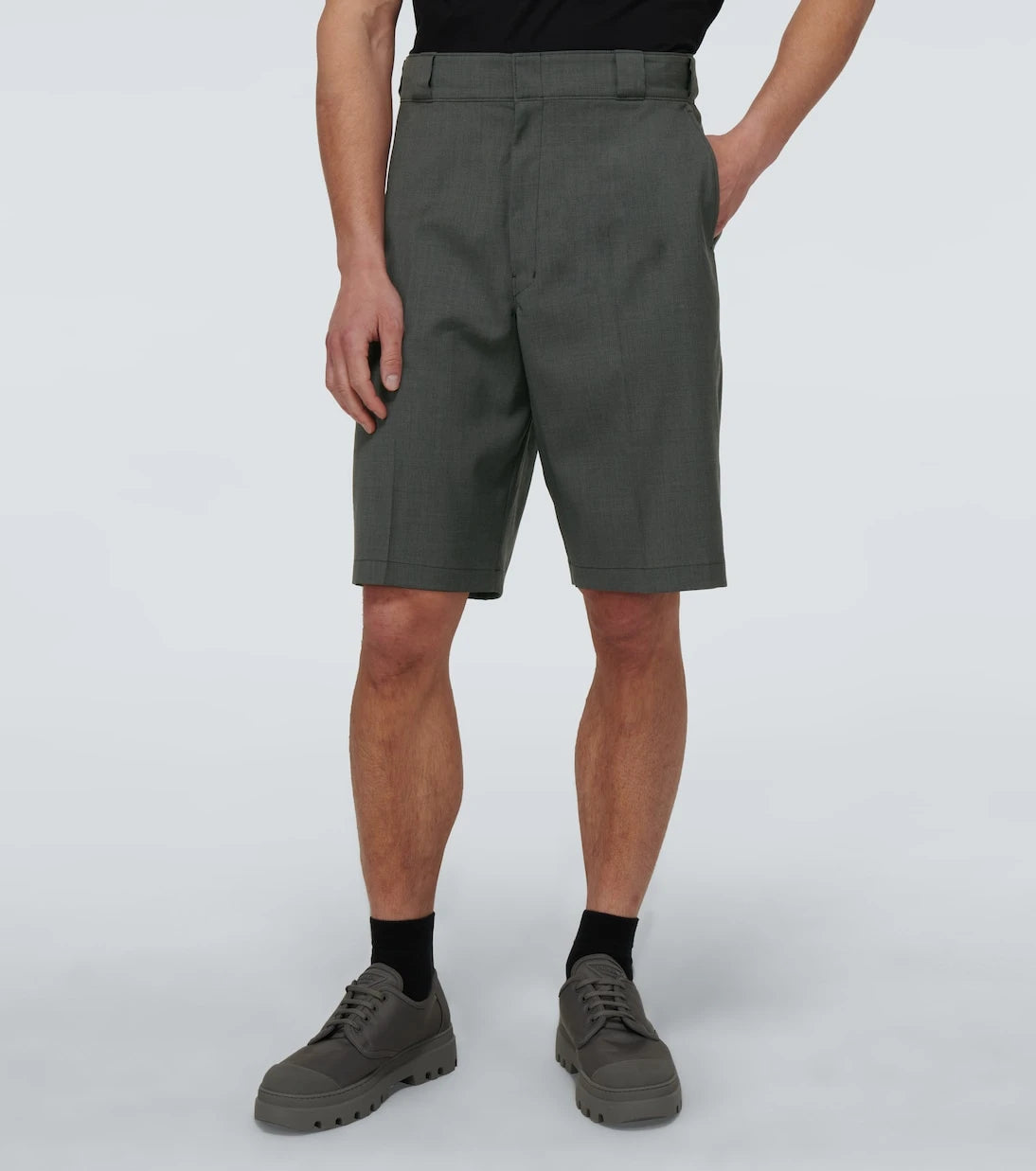 Prada - Tailored wool poplin bermuda shorts