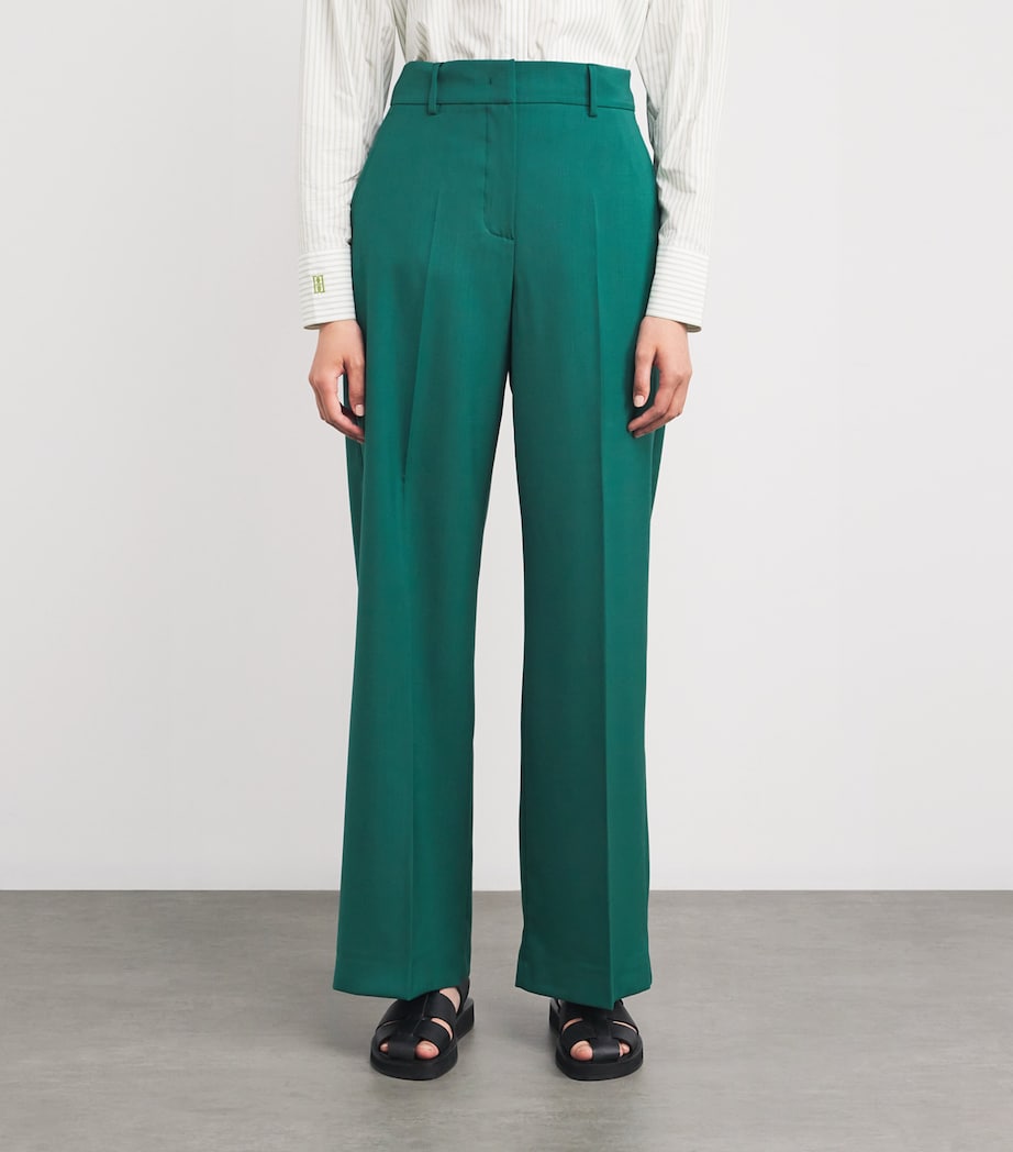 Green Virgin Wool Tailored Trousers