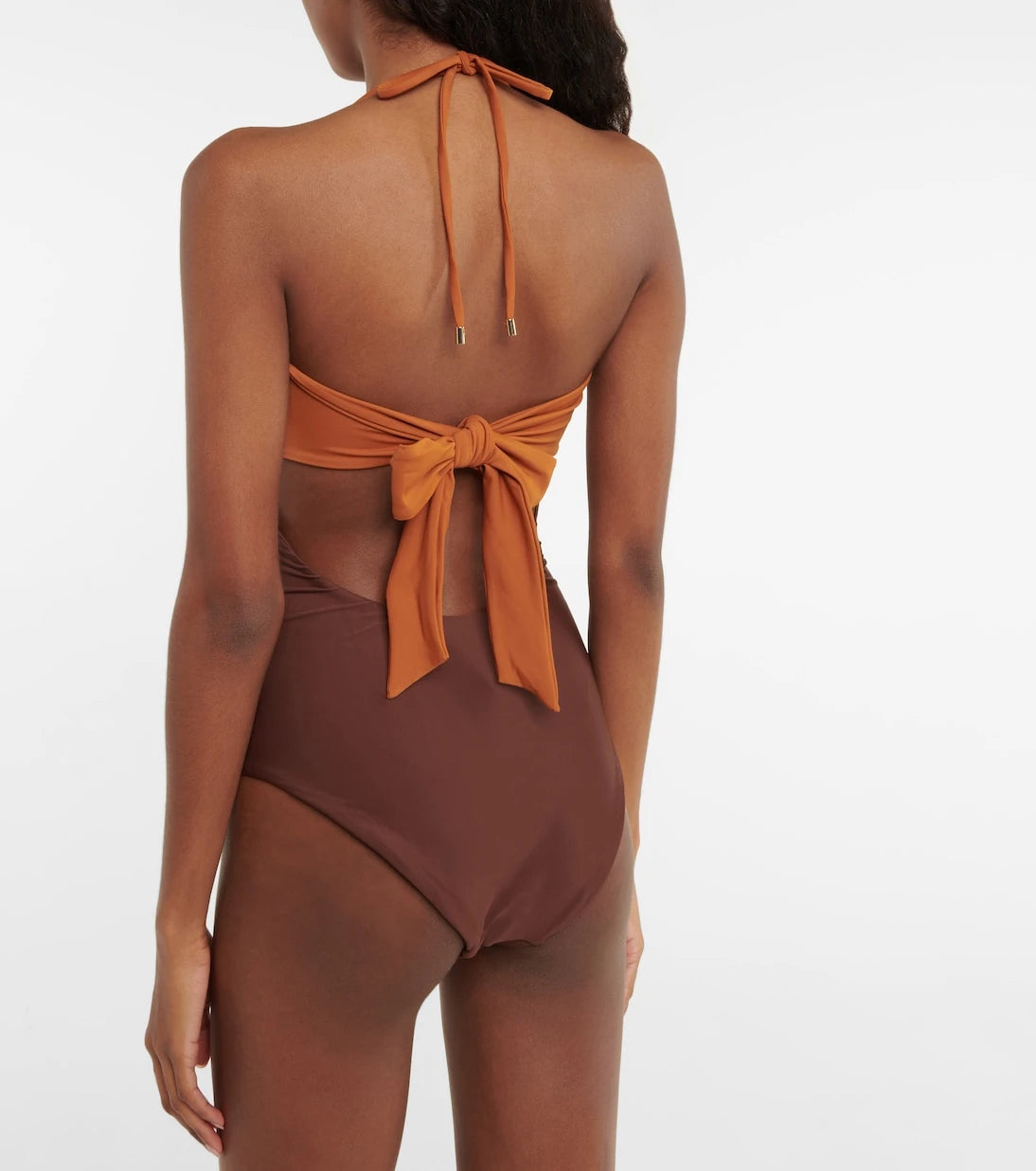 Self-Portrait - Ruched cutout swimsuit