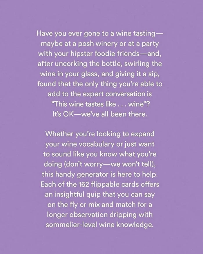 Wine Convo Generator, İngilizce