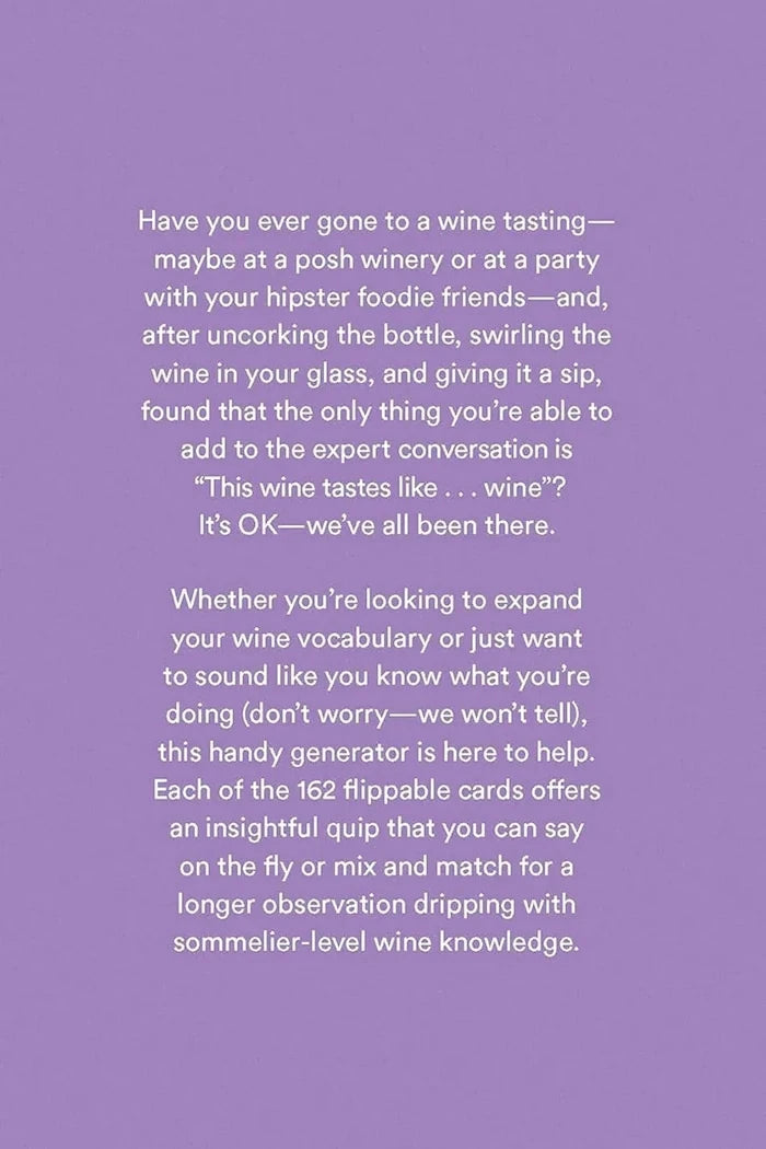 Wine Convo Generator, İngilizce