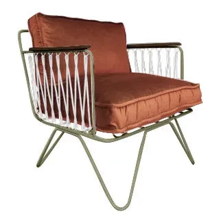 Honoré - Croisette Armchair - Brown Epoxy & Velvet | Brick red