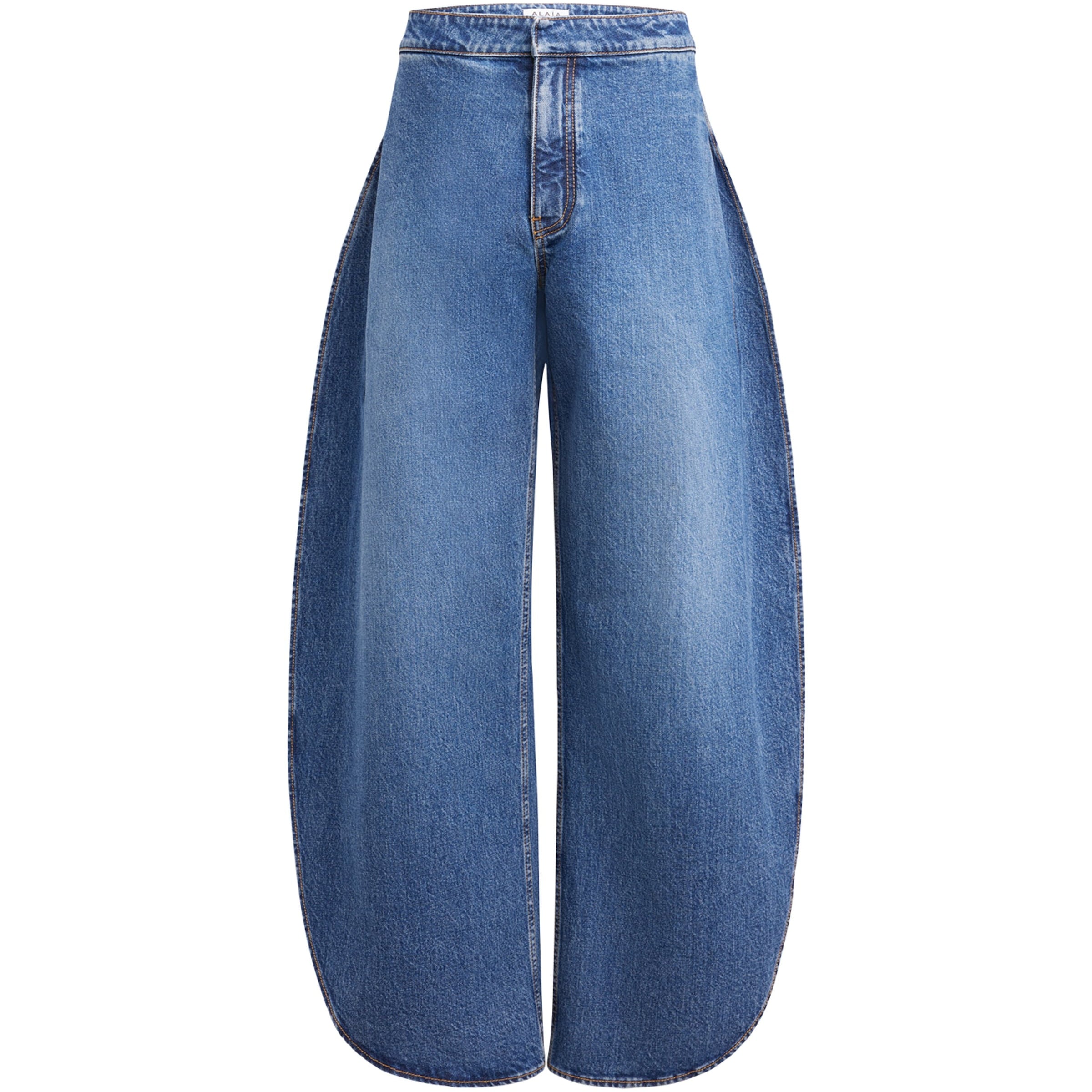 Alaïa Blue Side-Slit Round-Leg Jeans