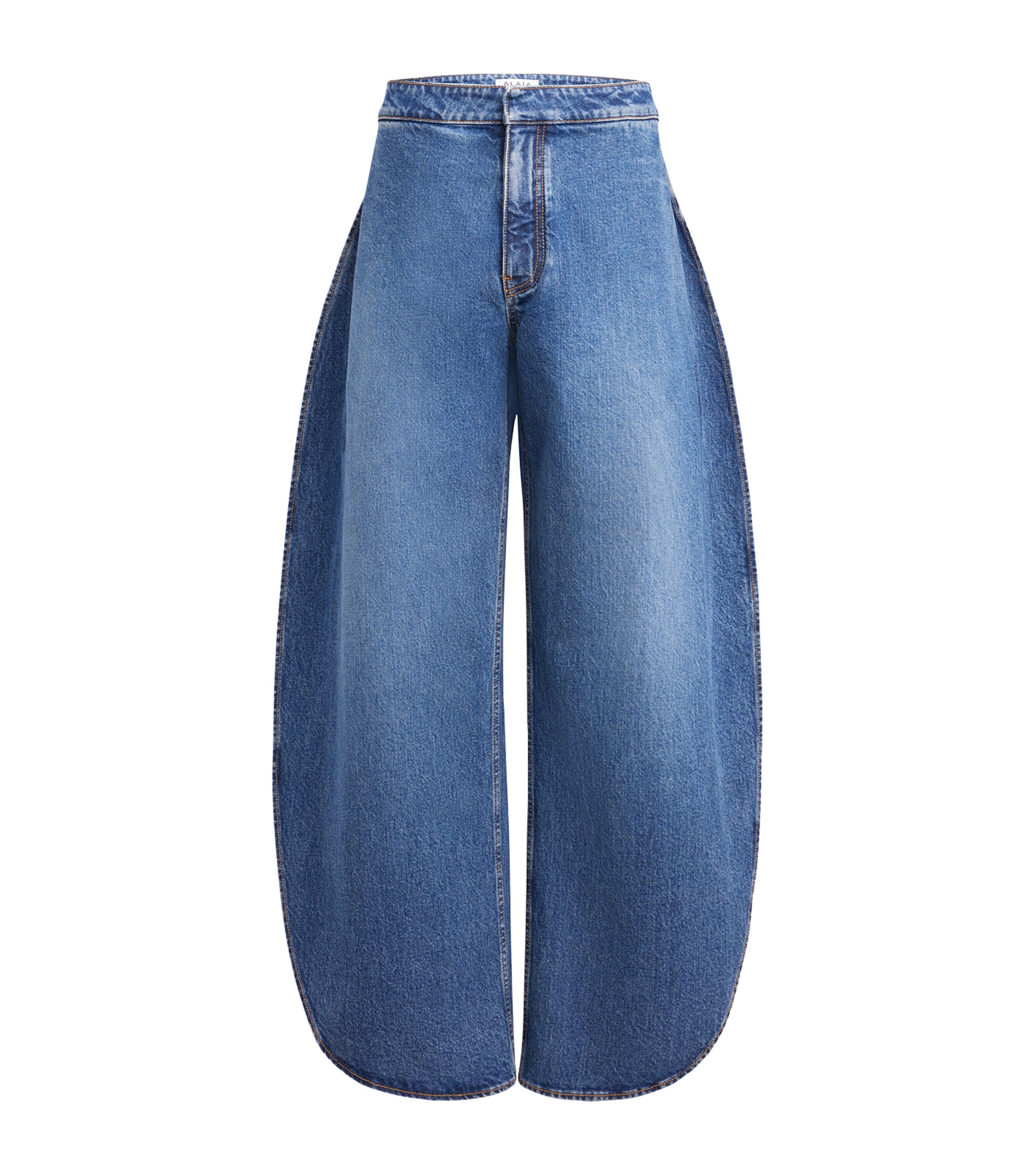 Alaïa Blue Side-Slit Round-Leg Jeans
