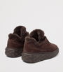 Jimmy Choo Brown Diamond Maxi Retro Suede-Shearling Sneakers