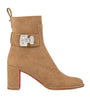 Christian Louboutin Red Booty Lock Suede Boots 70