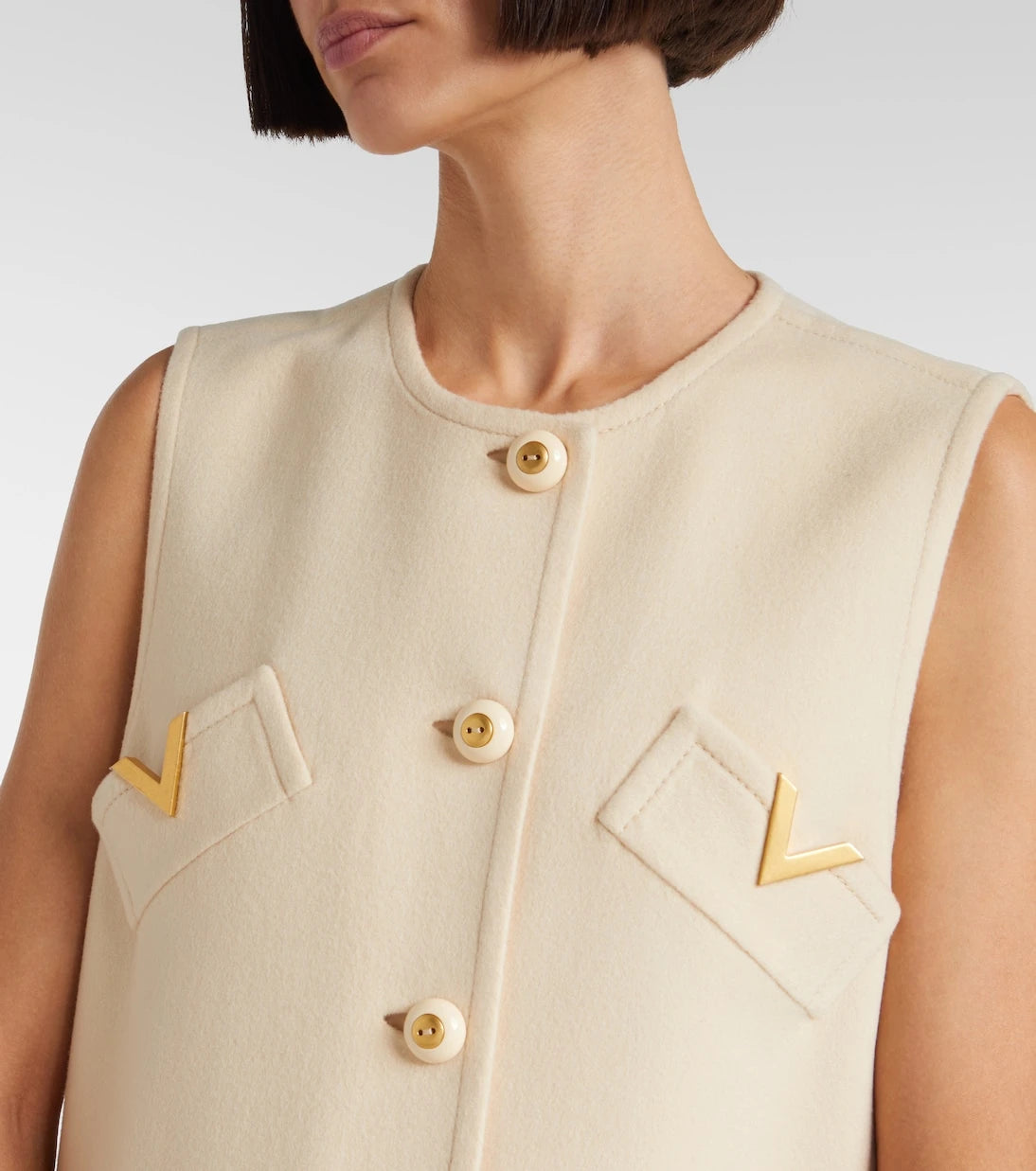 Valentino - VGold wool and cashmere minidress