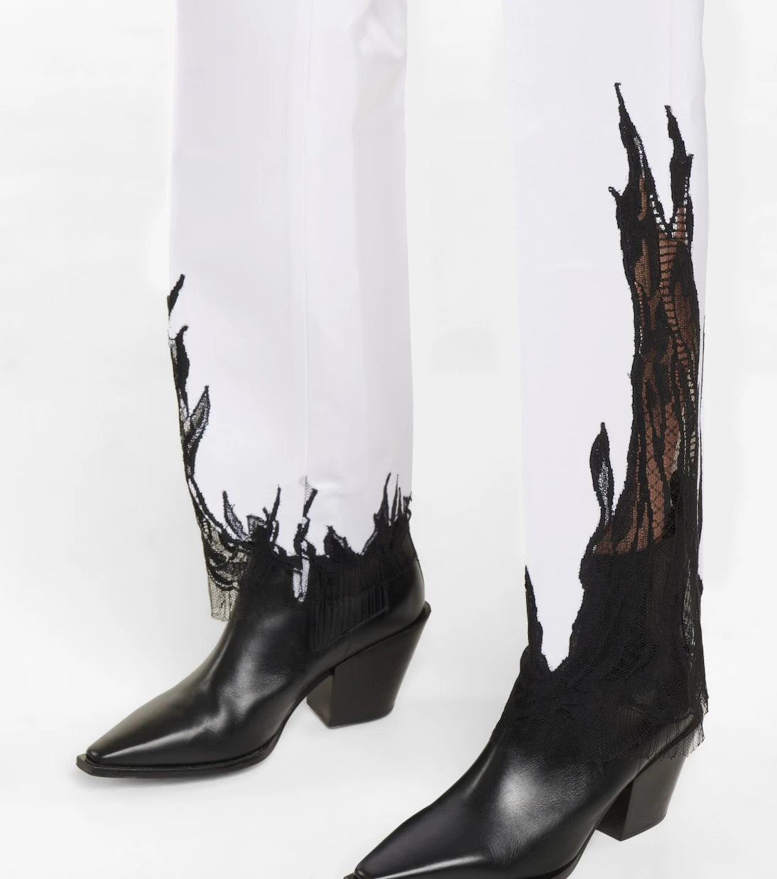 Peter Do - Lace-trimmed satin straight pants