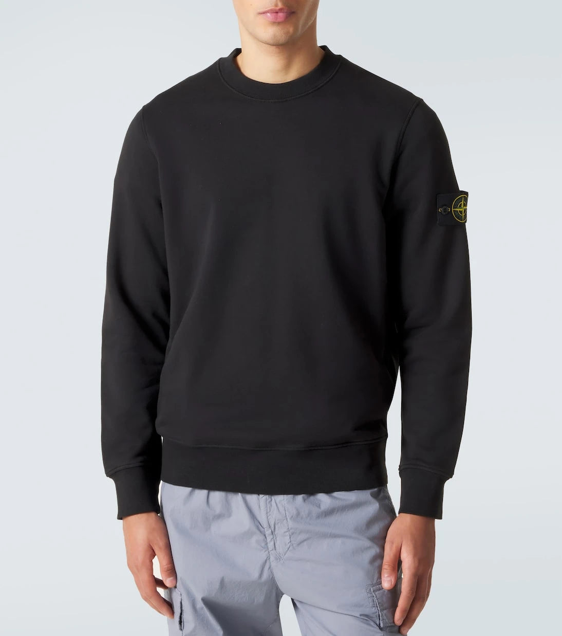 Stone Island - سويت شيرت قطني بقلنسوة بوصلة