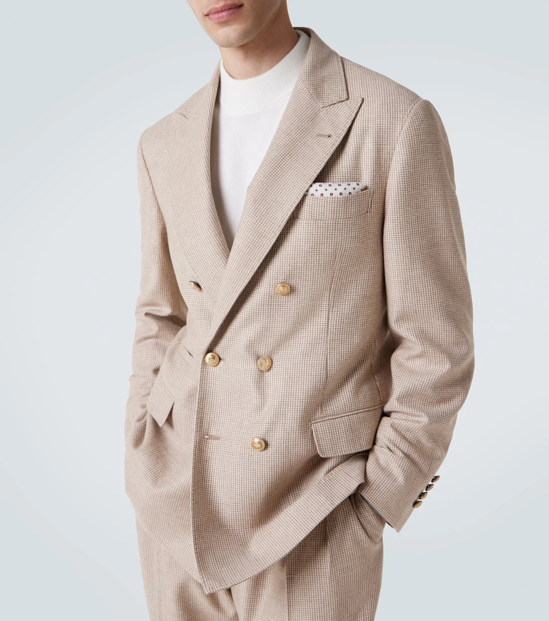 Brunello Cucinelli - Houndstooth cashmere and silk suit jacket