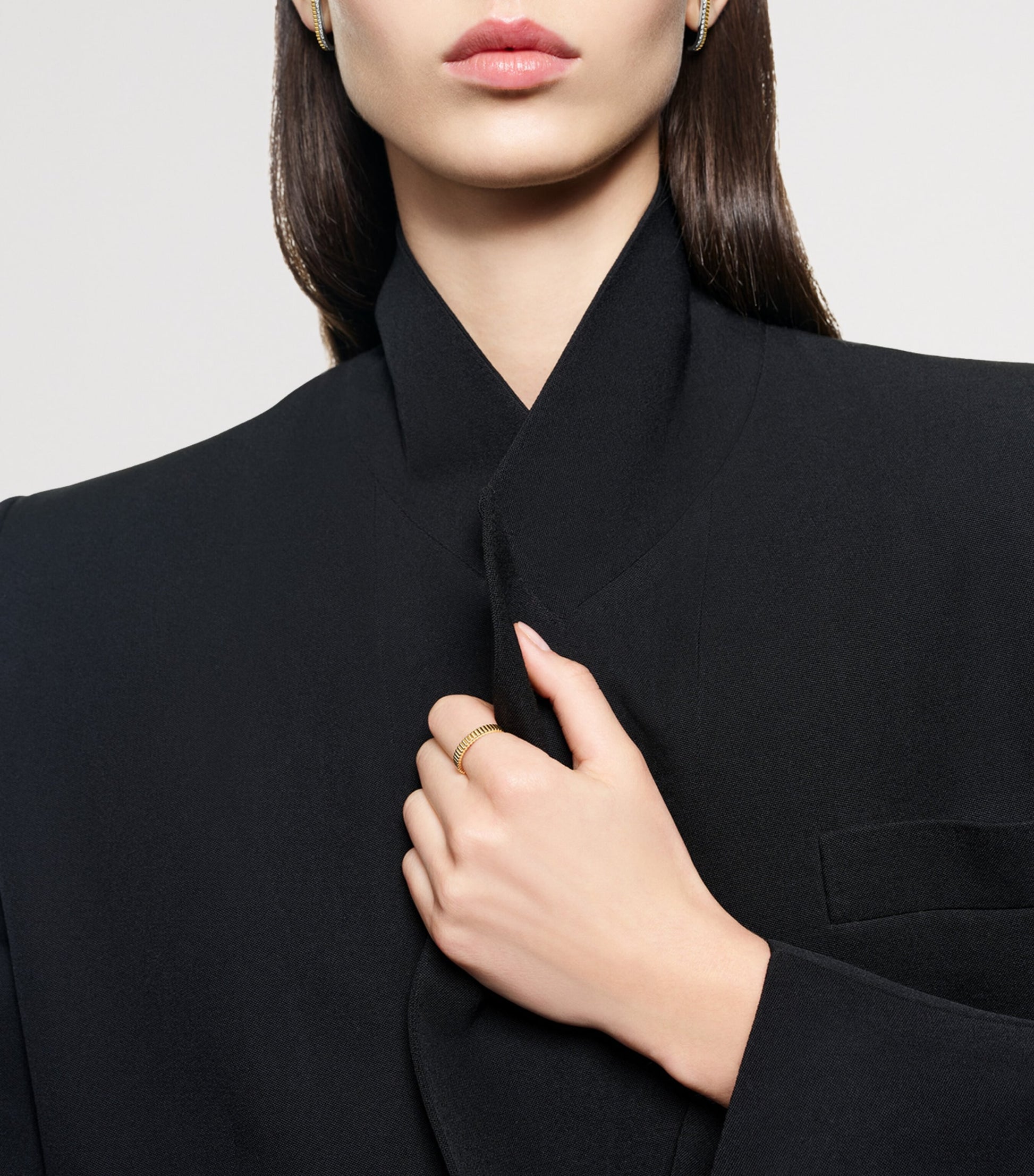 Yellow Gold Grosgrain Wedding Band