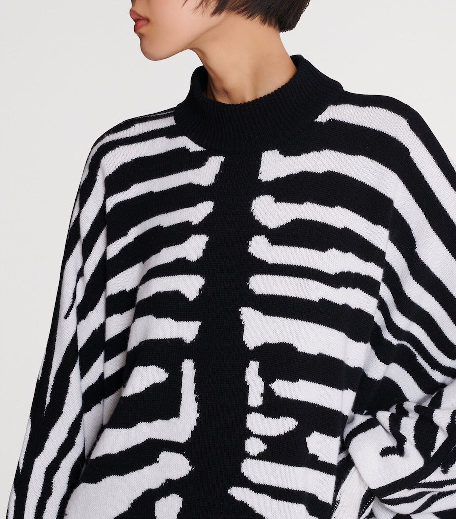 Balmain Black Wool-Cashmere Intarsia Mini Dress