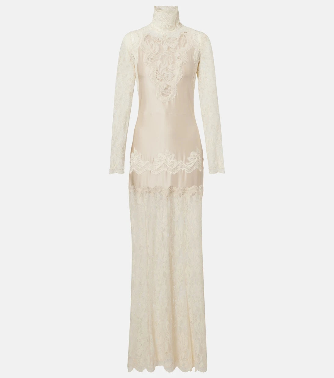 Rabanne - Lace and satin maxi dress