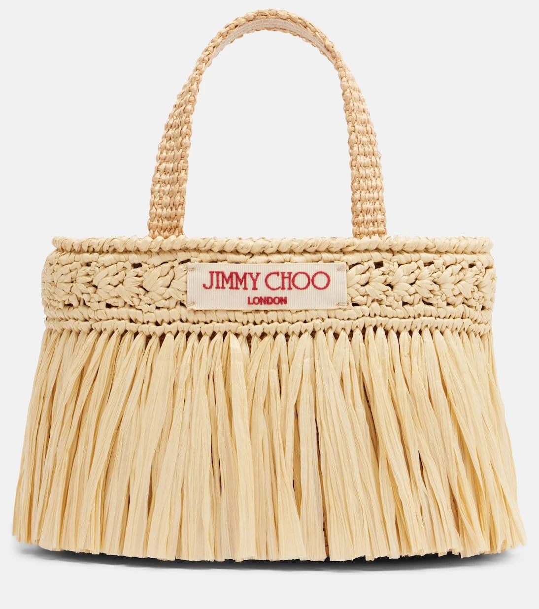 Jimmy Choo - Mini fringed raffia top-handle bag