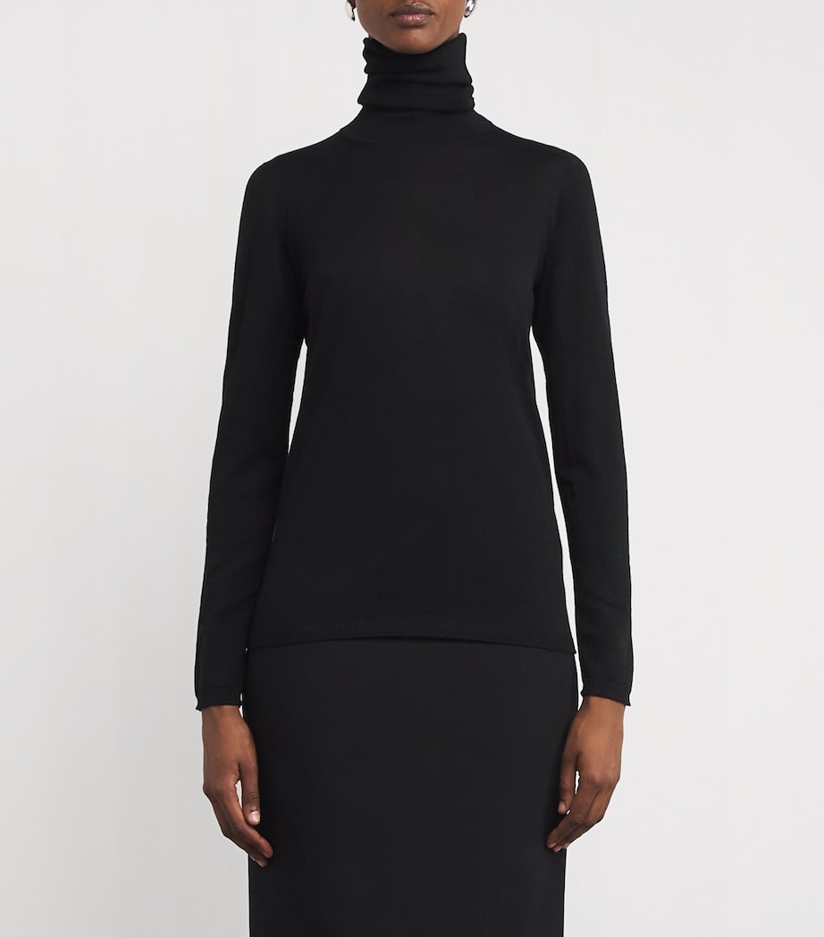 Max Mara Black Virgin Wool Turtleneck Sweater