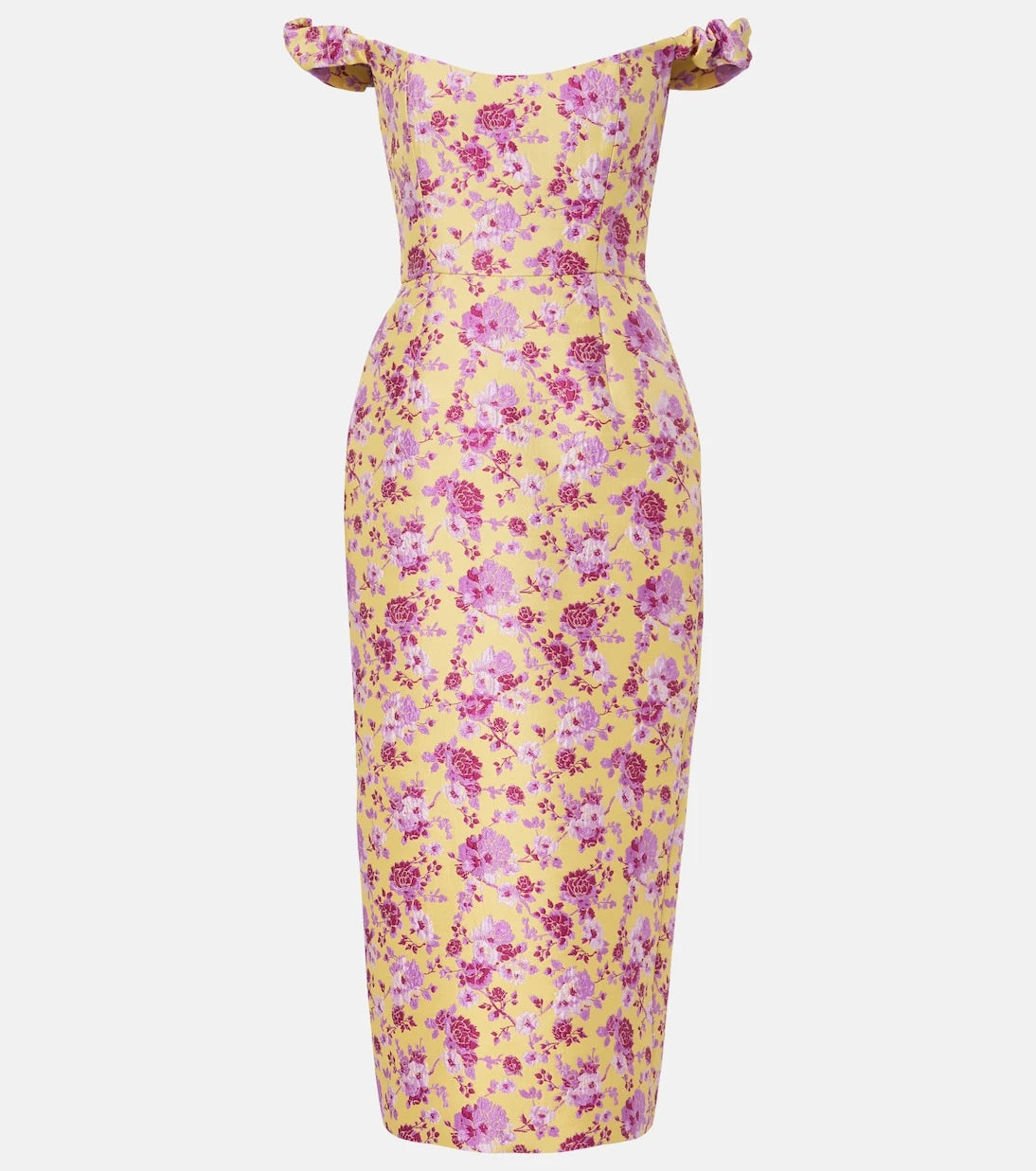 Markarian - Amara floral off-shoulder brocade midi dress