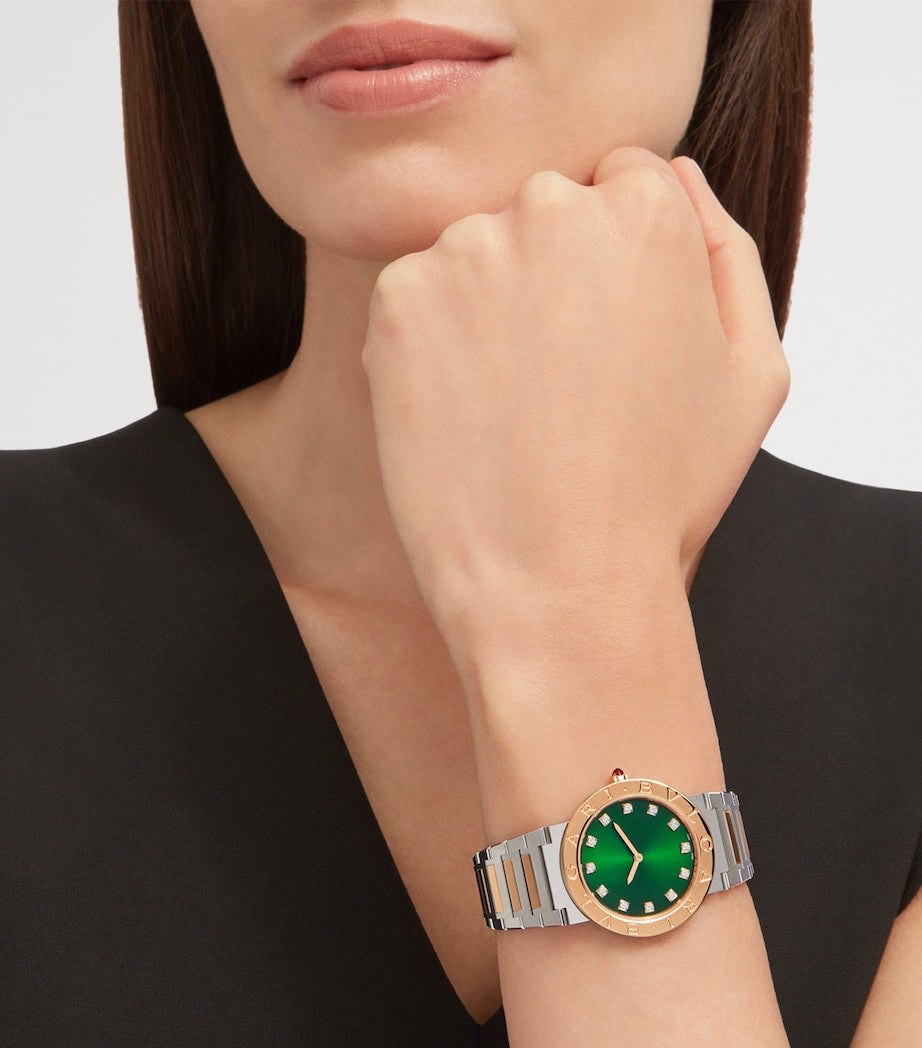 Stainless Steel and Rose Gold BVLGARI BVLGARI Lady Watch 33mm