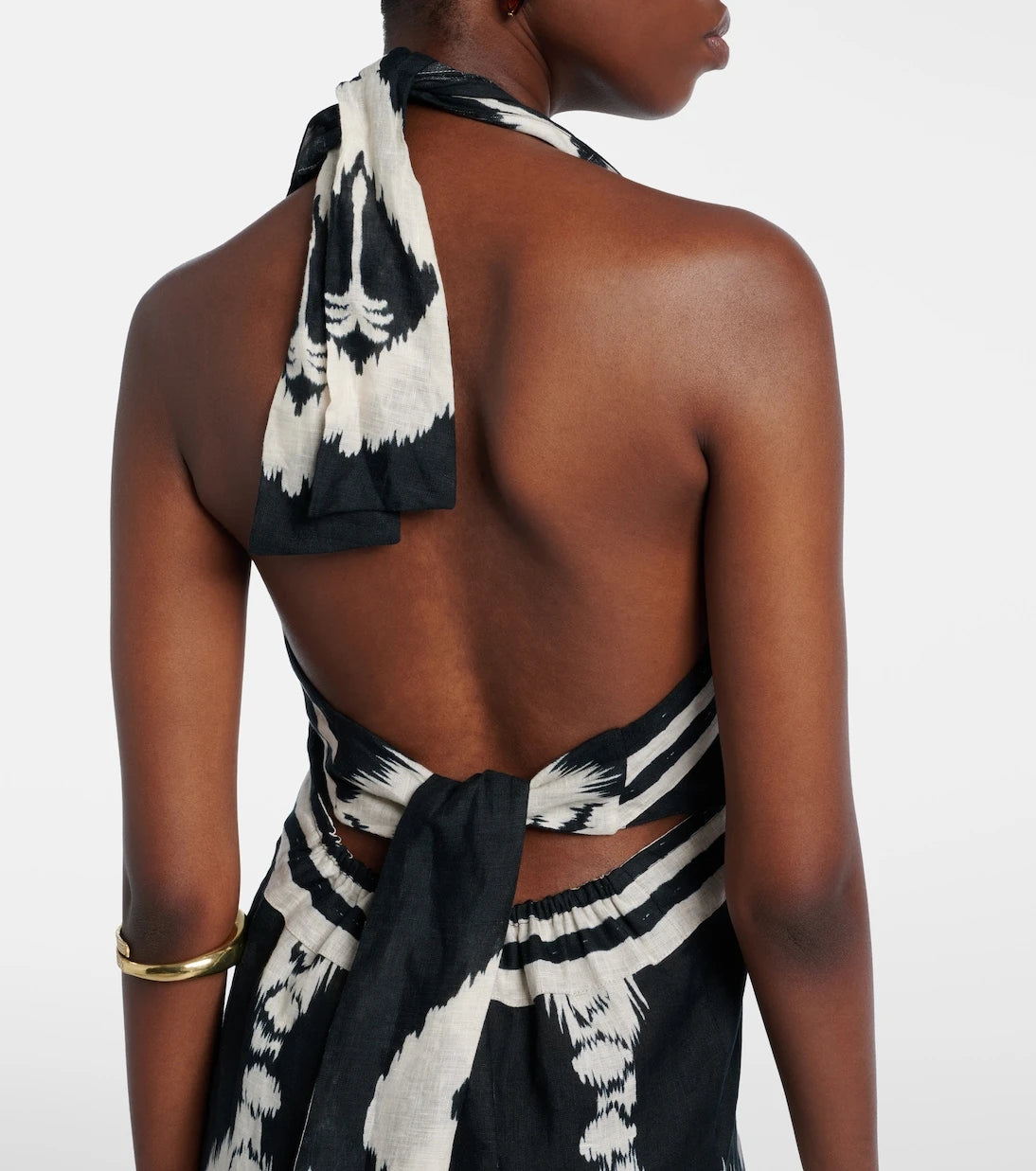 Johanna Ortiz - Printed open-back linen midi dress