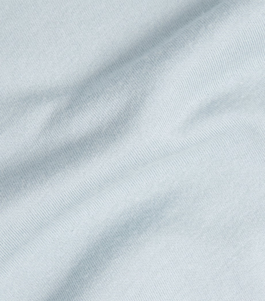 Blue Cotton-Blend Crew-Neck T-Shirt