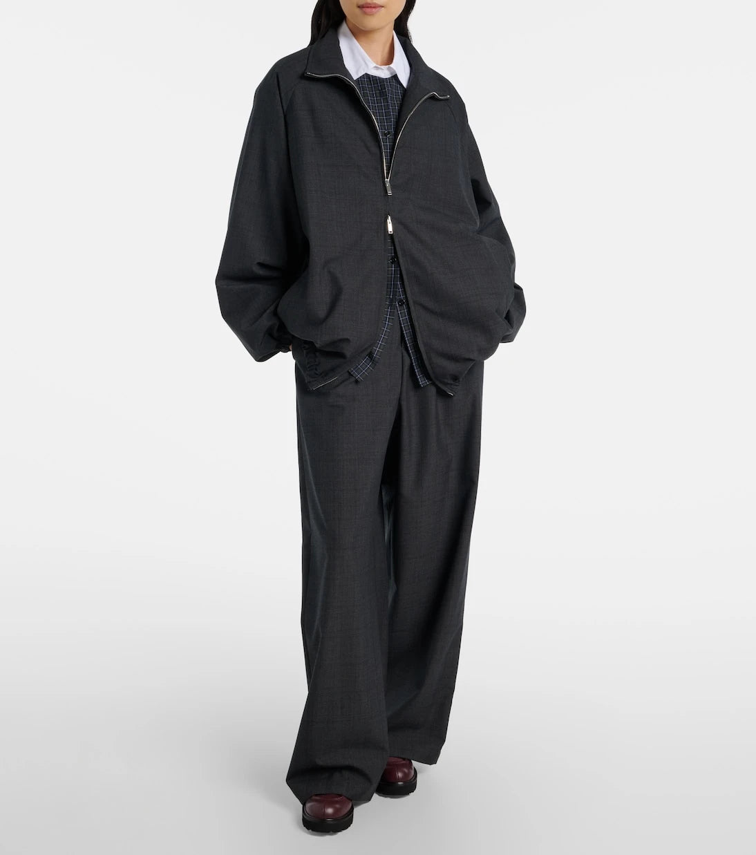 The Frankie Shop - Baxter plaid oversized blouson jacket