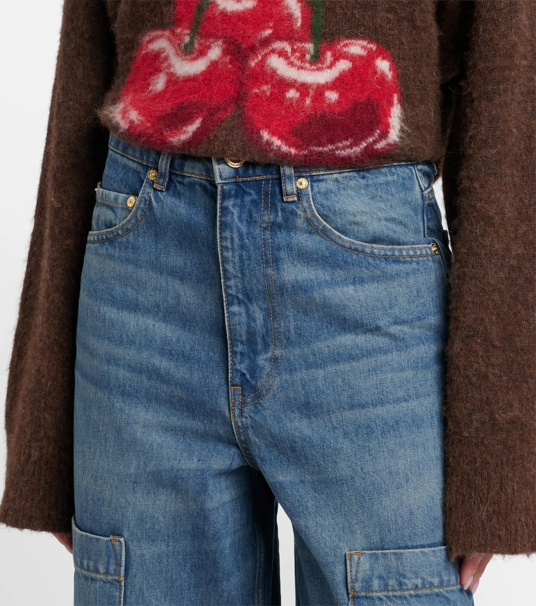 Ganni - Mid-rise cargo jeans