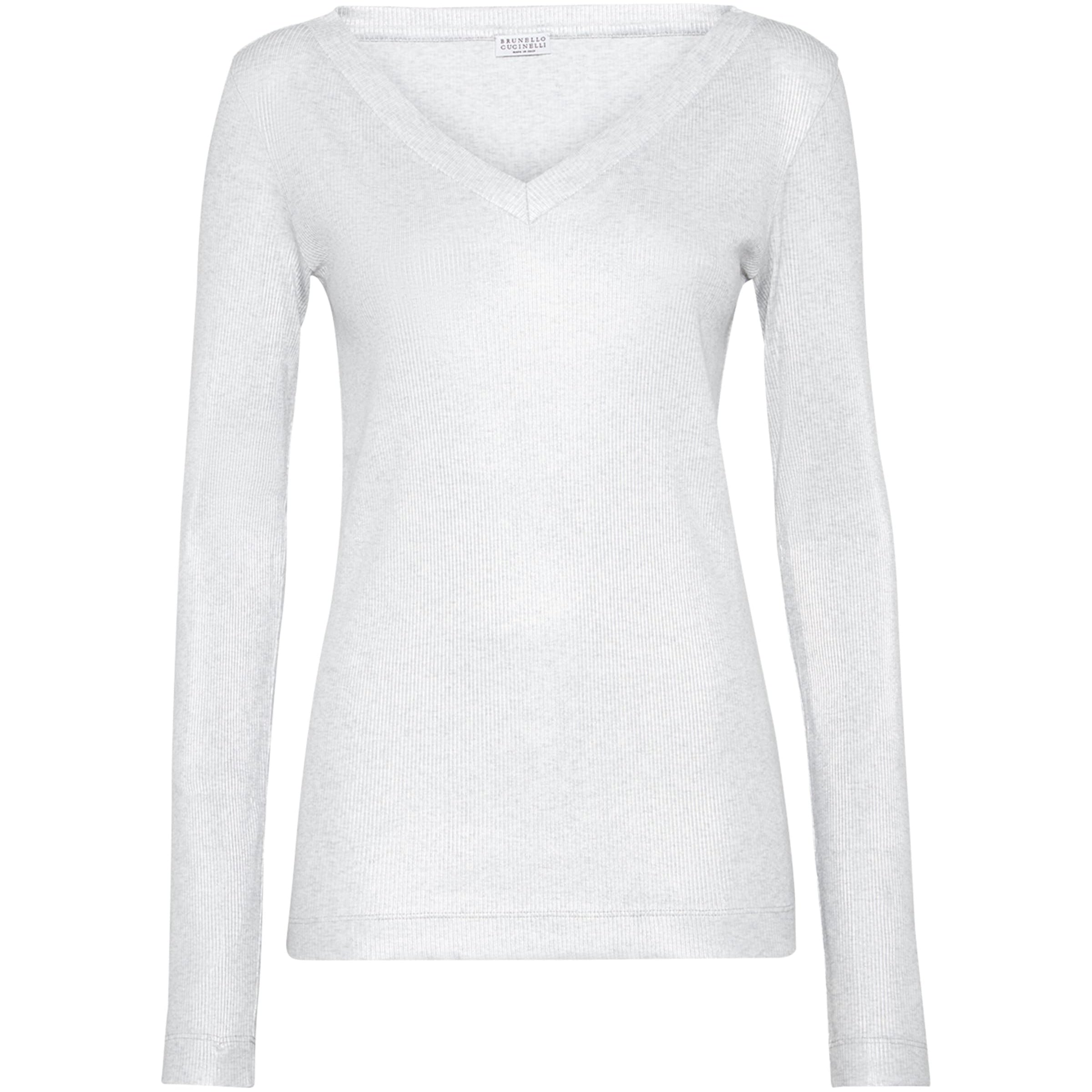 Beige Stretch-Cotton Monili Long-Sleeve T-Shirt