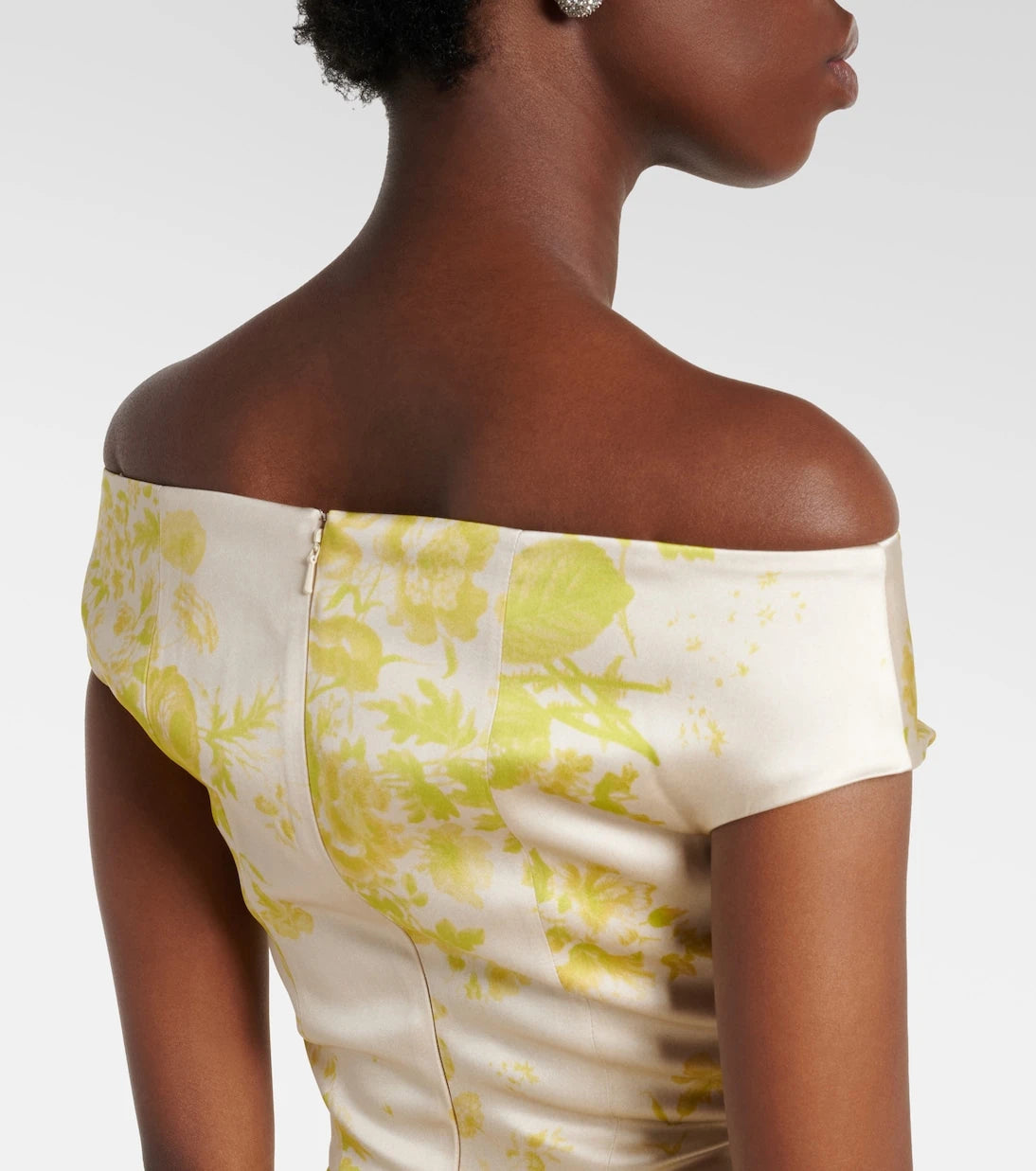 Erdem - Floral off-shoulder duchess satin gown