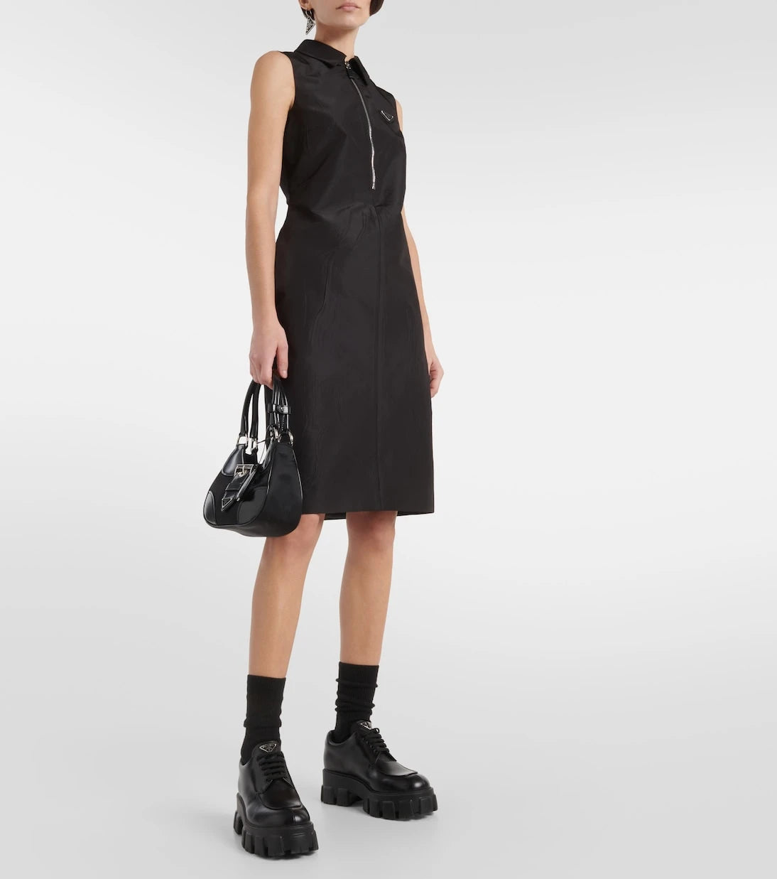 Prada - Half-zip silk-blend midi dress