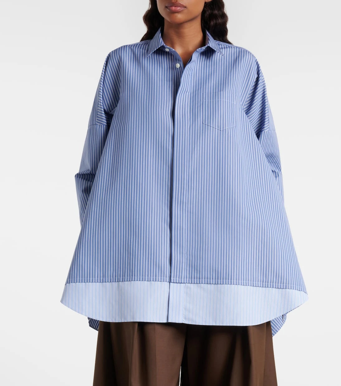 Sacai - Striped oversized cotton-blend shirt