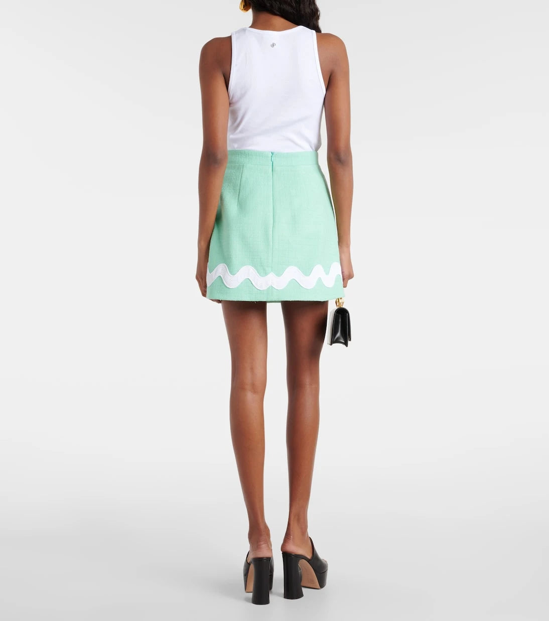 Patou - High-rise cotton-blend tweed miniskirt