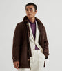 Brown Suede-Shearling Pea Coat