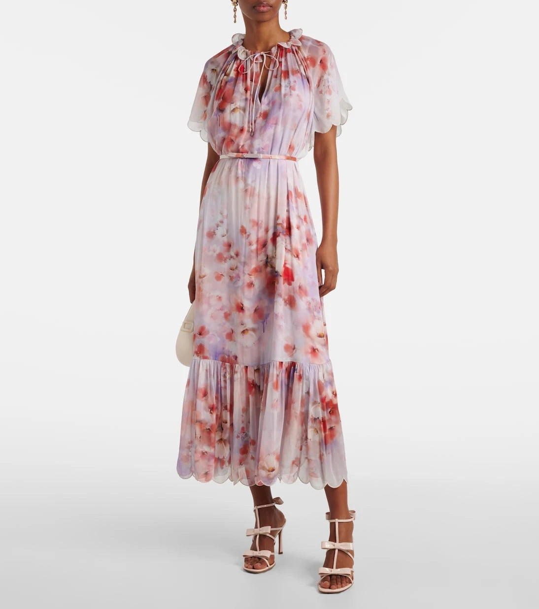 Zimmermann - Crush floral belted midi dress