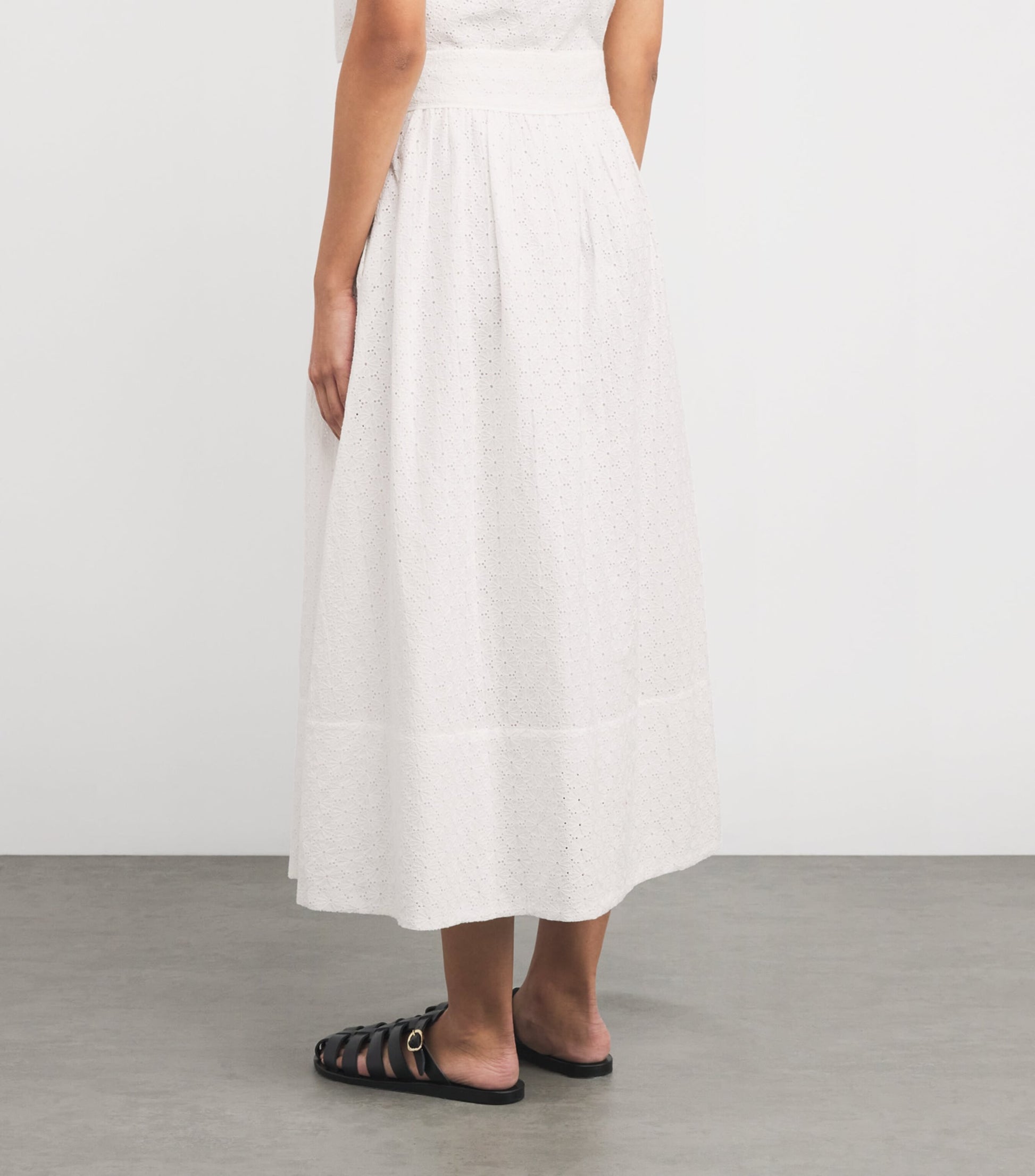White Cotton Ojai Midi Skirt