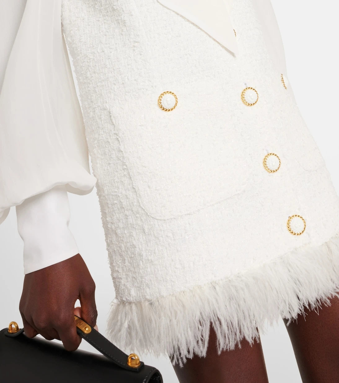 Balmain - Bow-detail cotton-blend tweed minidress