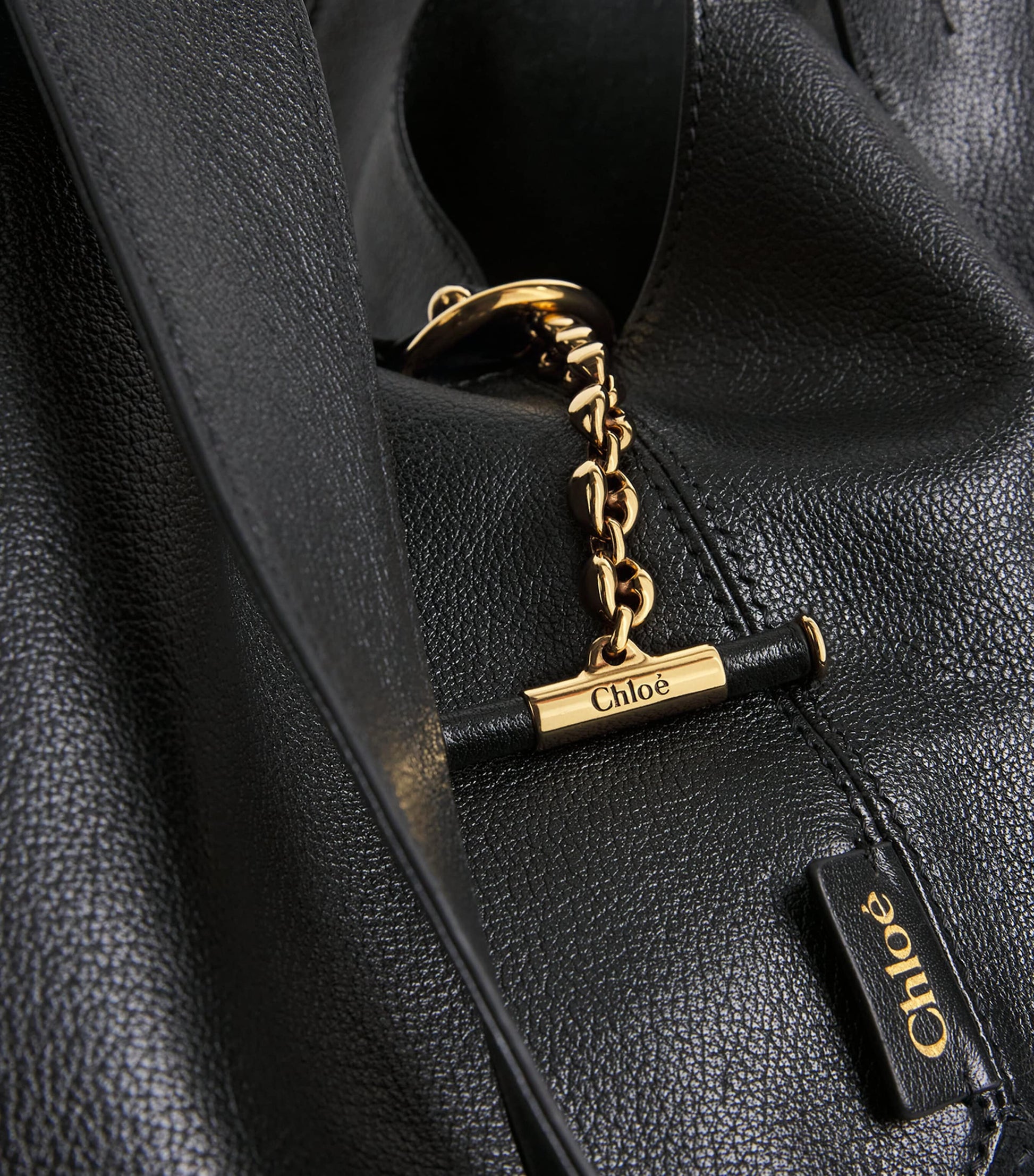 Chloé Black Panelled Calfskin Balloon Tote Bag