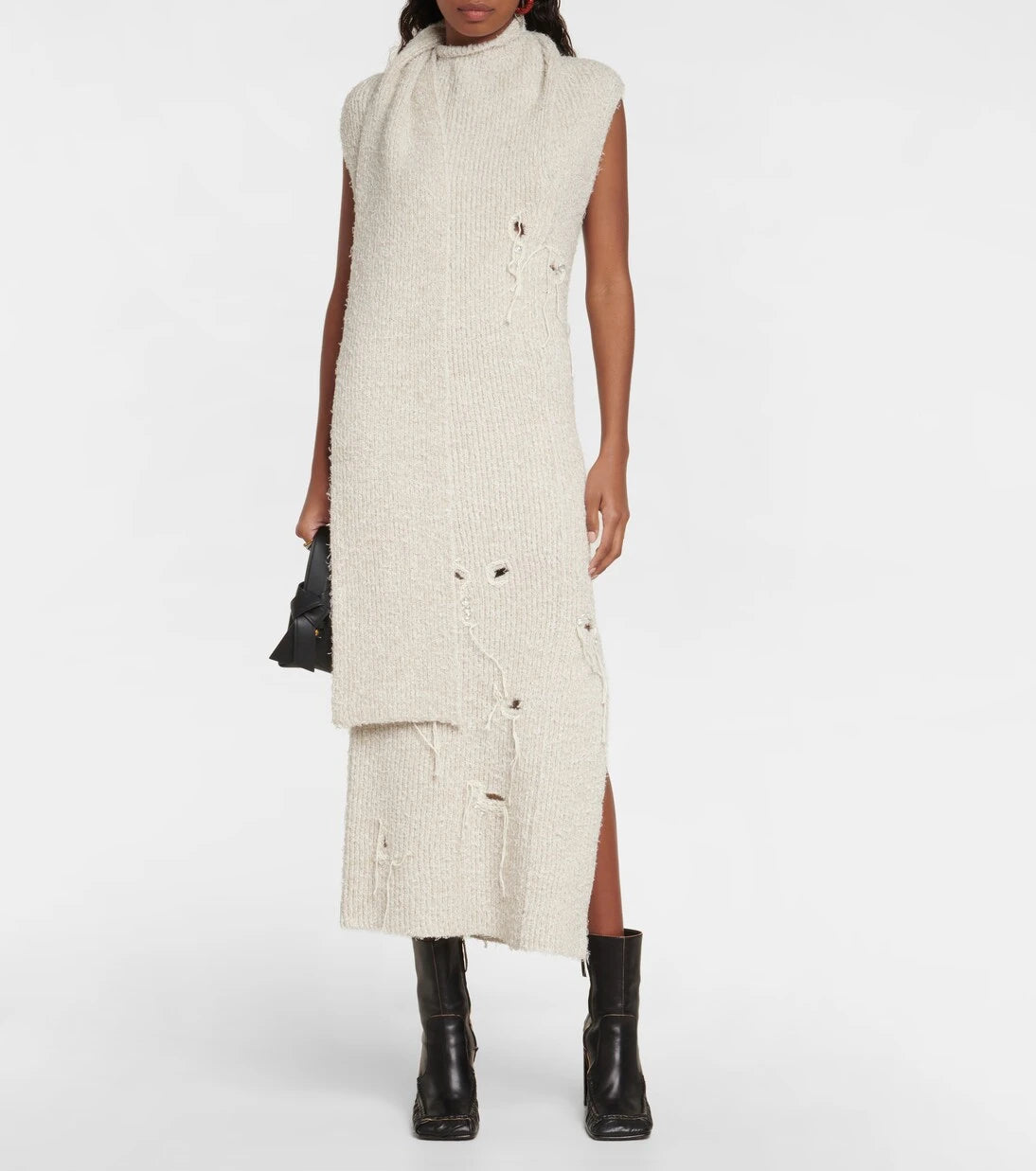 Acne Studios - فستان متوسط الطول من مزيج الصوف المحبوك بنمط مضلع