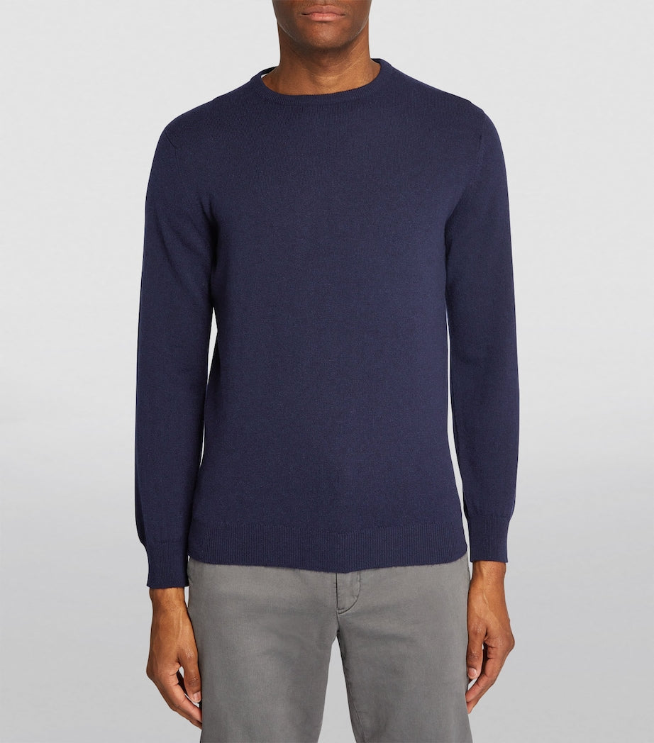 Navy Cashmere Crew-Neck Sweater