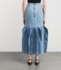 A.W.A.K.E. Mode Blue Denim Panelled Maxi Skirt