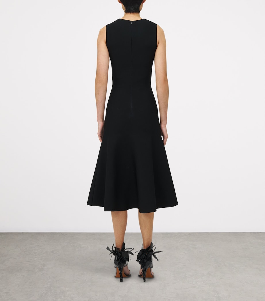 McQueen Black Embroidered Banshee Midi Dress
