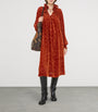 Burberry Red Velvet Devoré Midi Dress