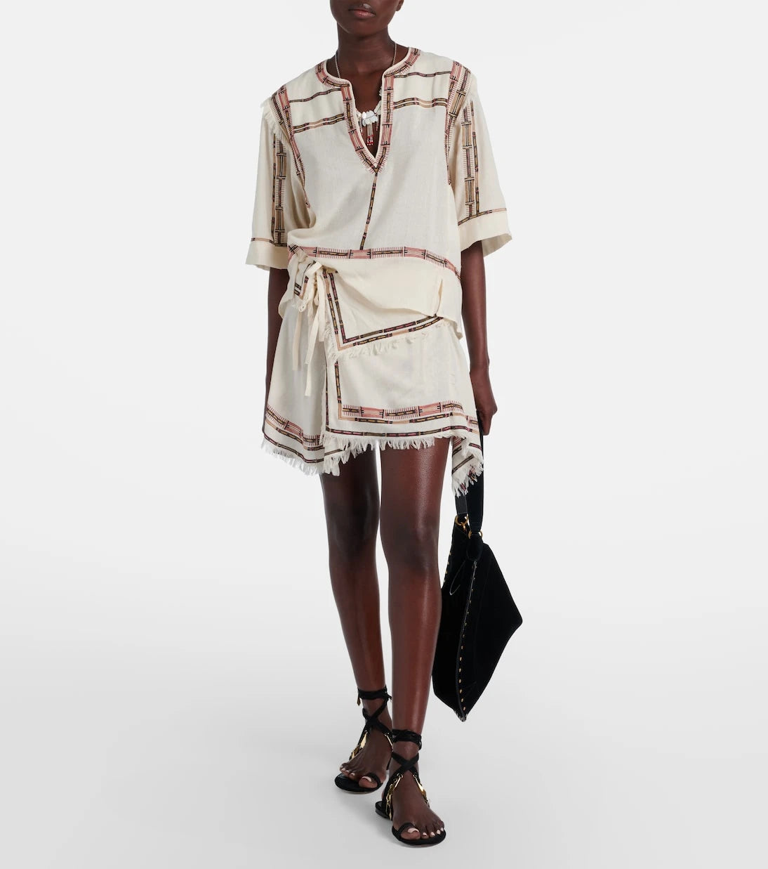 Isabel Marant - Feriel embroidered fringed silk wrap skirt