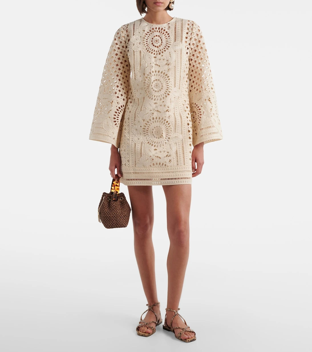 Jimmy Choo - Bon Bon Small raffia-effect bucket bag