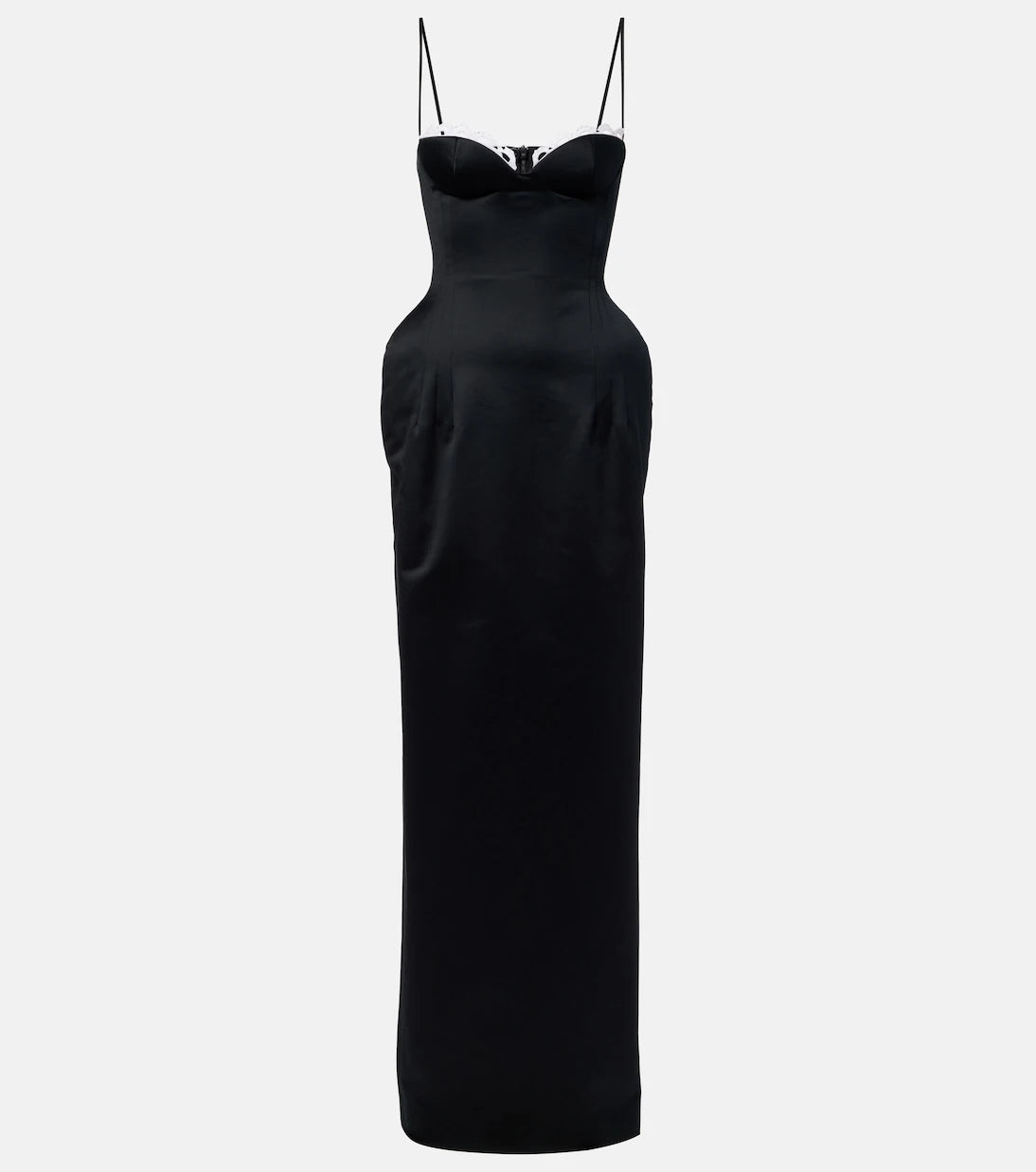 Magda Butrym - Crochet-trimmed satin bustier gown