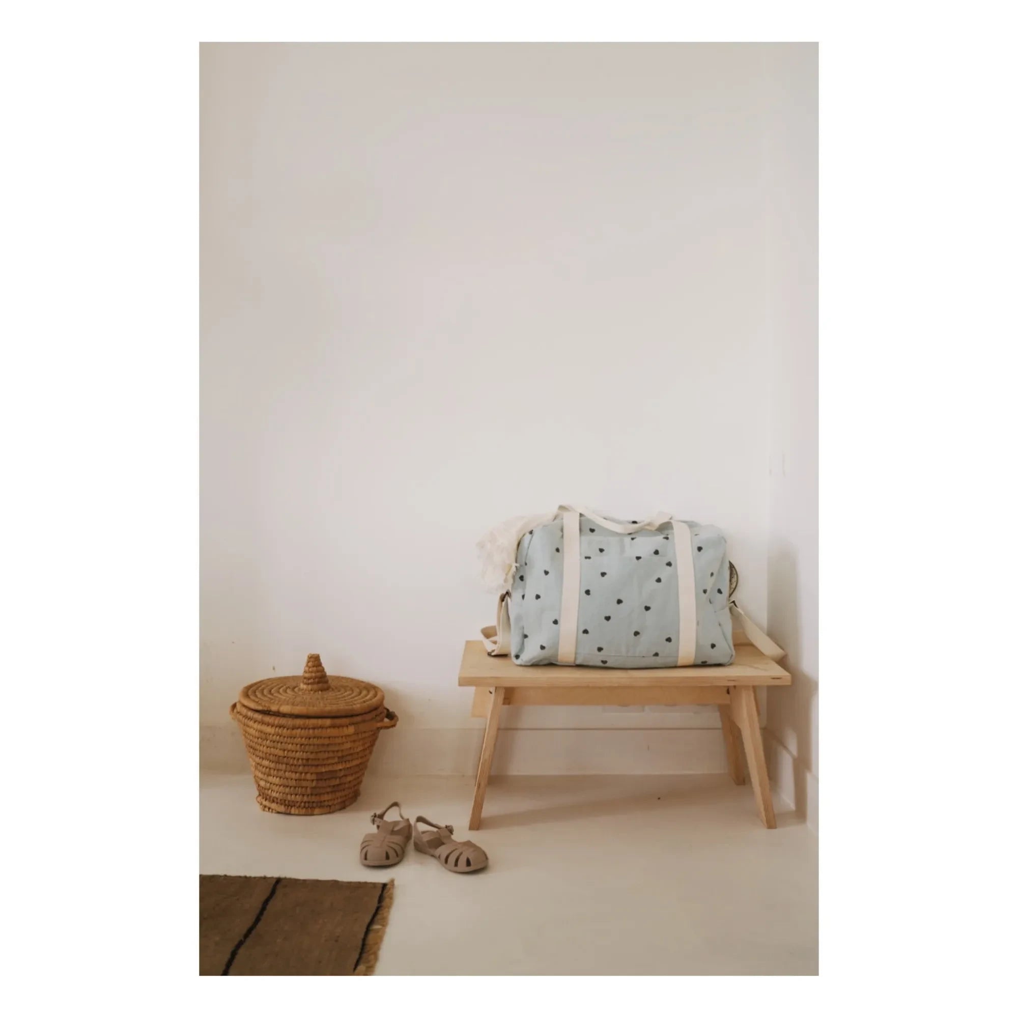 Rose in April - Raphaël Heart Print Baby Changing Bag | Light blue