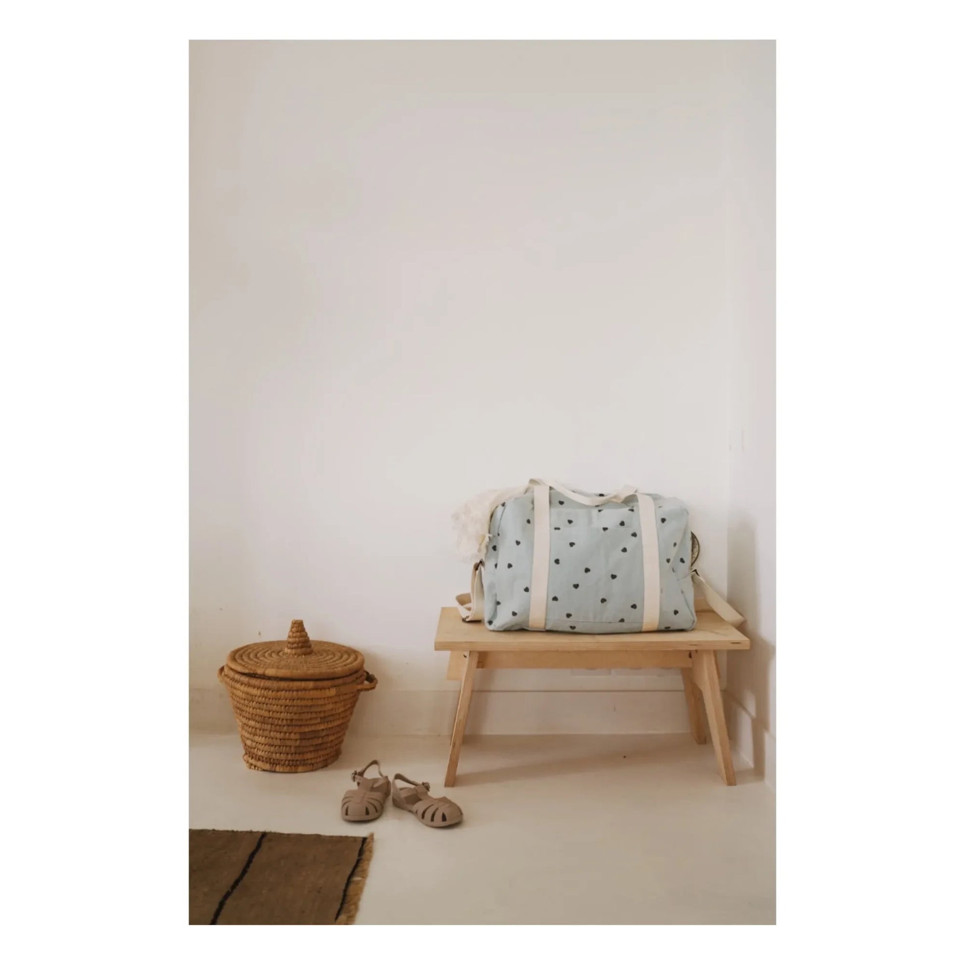 Rose in April - Raphaël Heart Print Baby Changing Bag | Light blue
