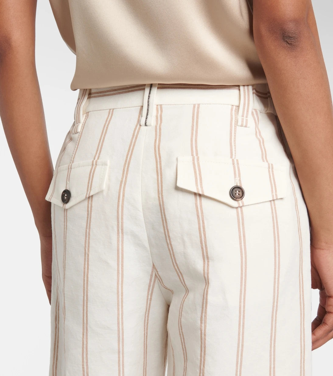 Brunello Cucinelli - Monili striped linen and cotton chinos