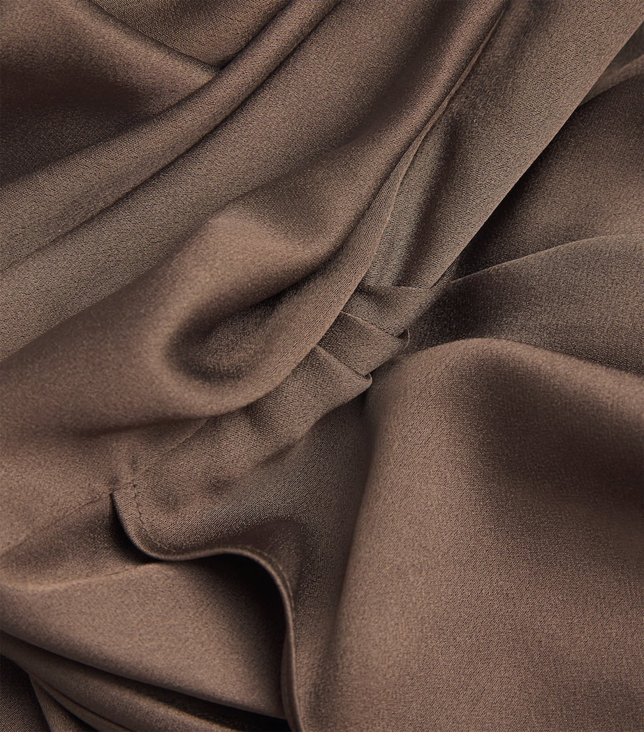 Satin Draped Talita Midi Dress COCOA